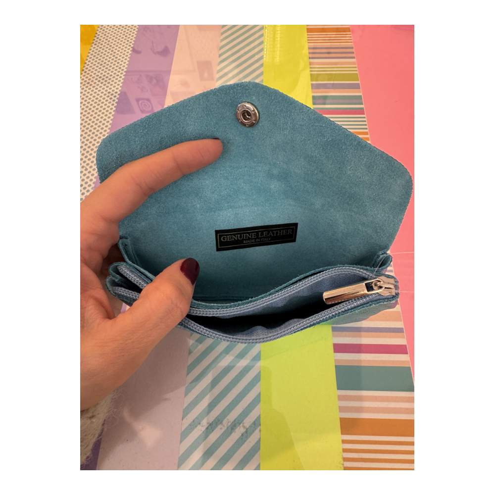 Monedero De Piel Metalizada Grande Fucsia