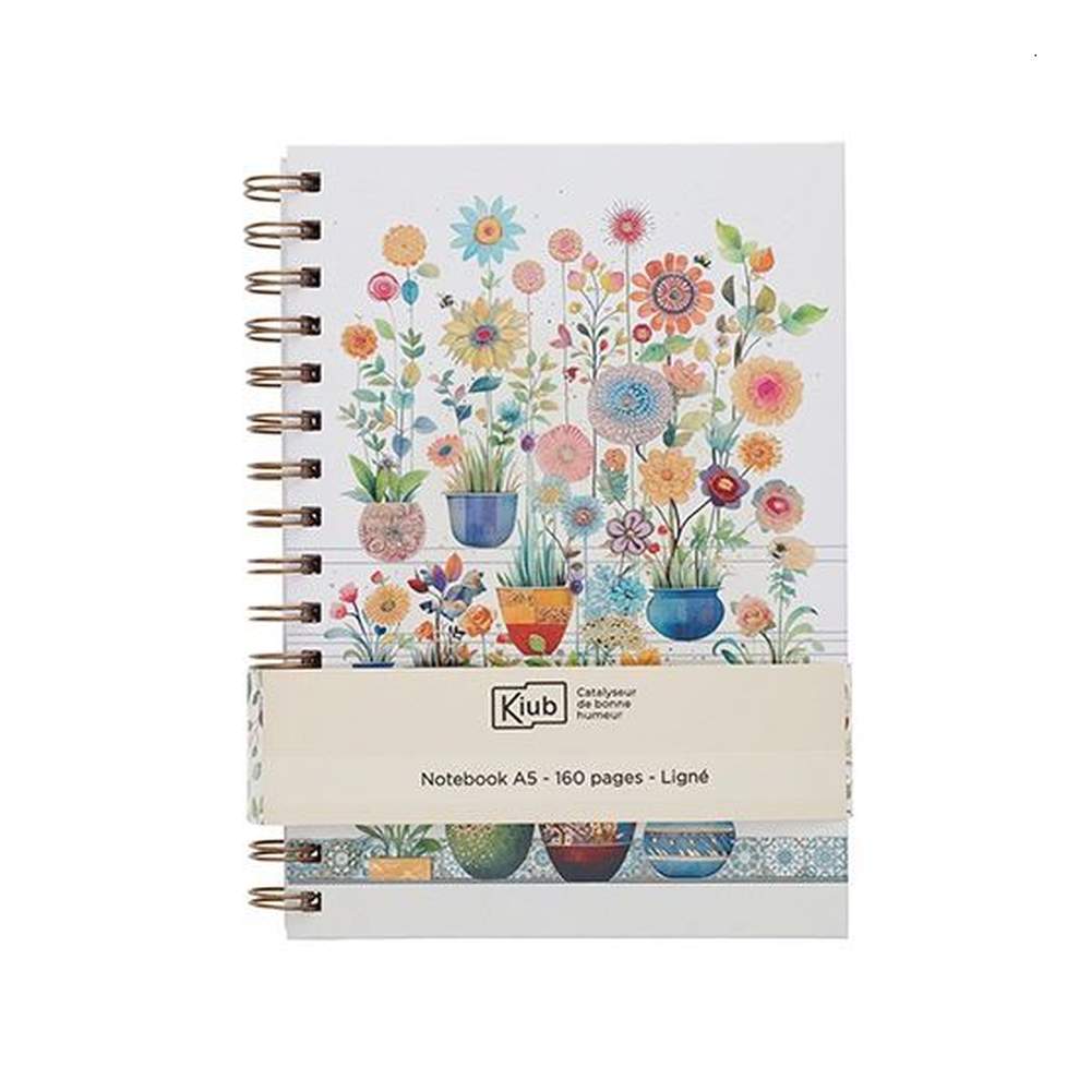 Cuaderno Notas Espiral A5 160h Líneas Plantas Y Macetas