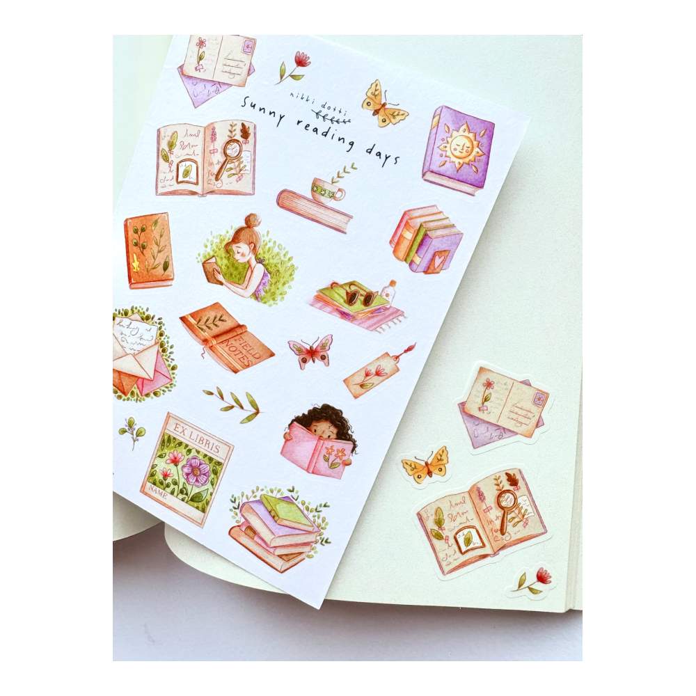 Hola De Pegatinas Sunny Reading Days Nikki Dotti
