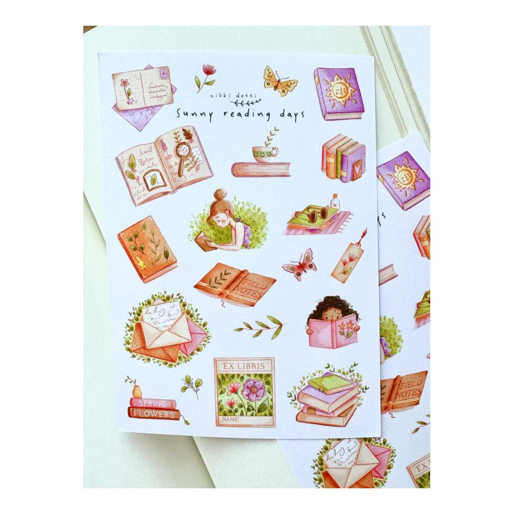 Hola De Pegatinas Sunny Reading Days Nikki Dotti