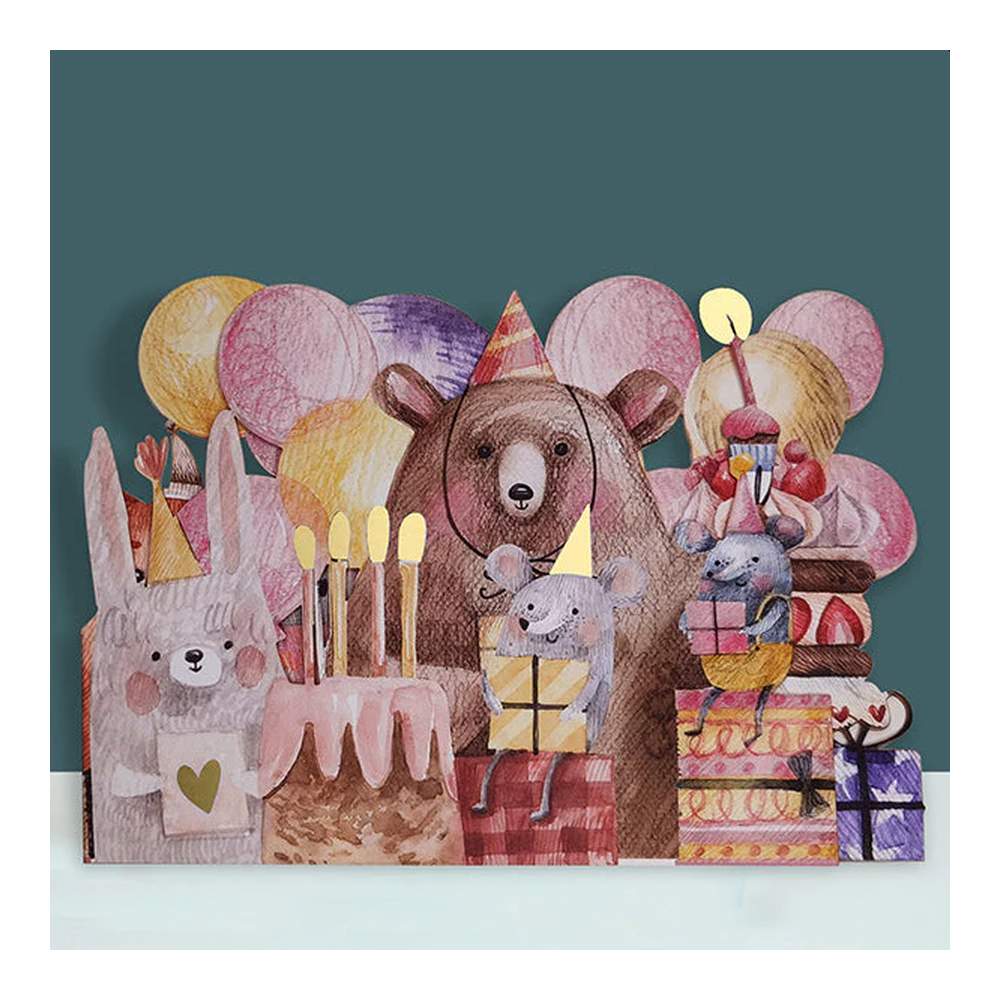 Tarjeta Cumpleaños Animalitos Cut-Art