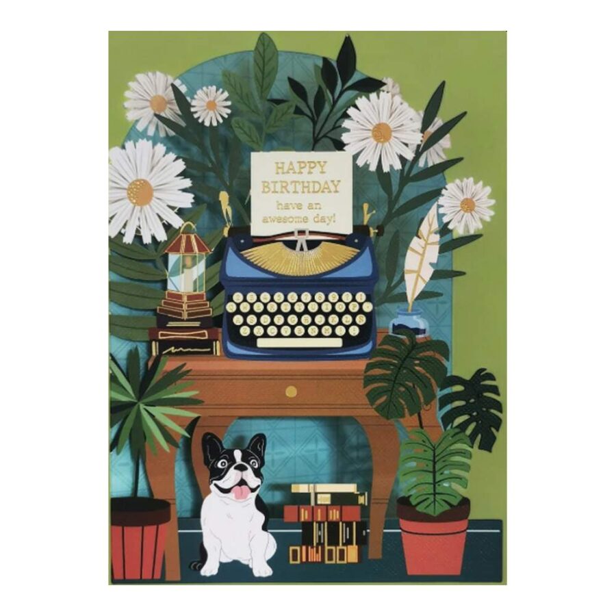 Tarjeta Máquina De Escribir Floral Cut-Art