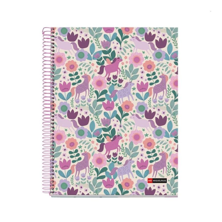 Cuaderno A4 Espiral Unicornios Violeta
