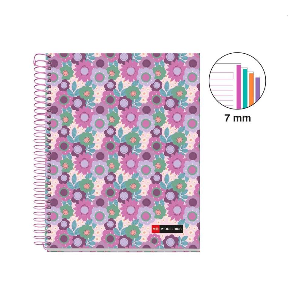 Cuaderno A5 Espiral Flores Violetas