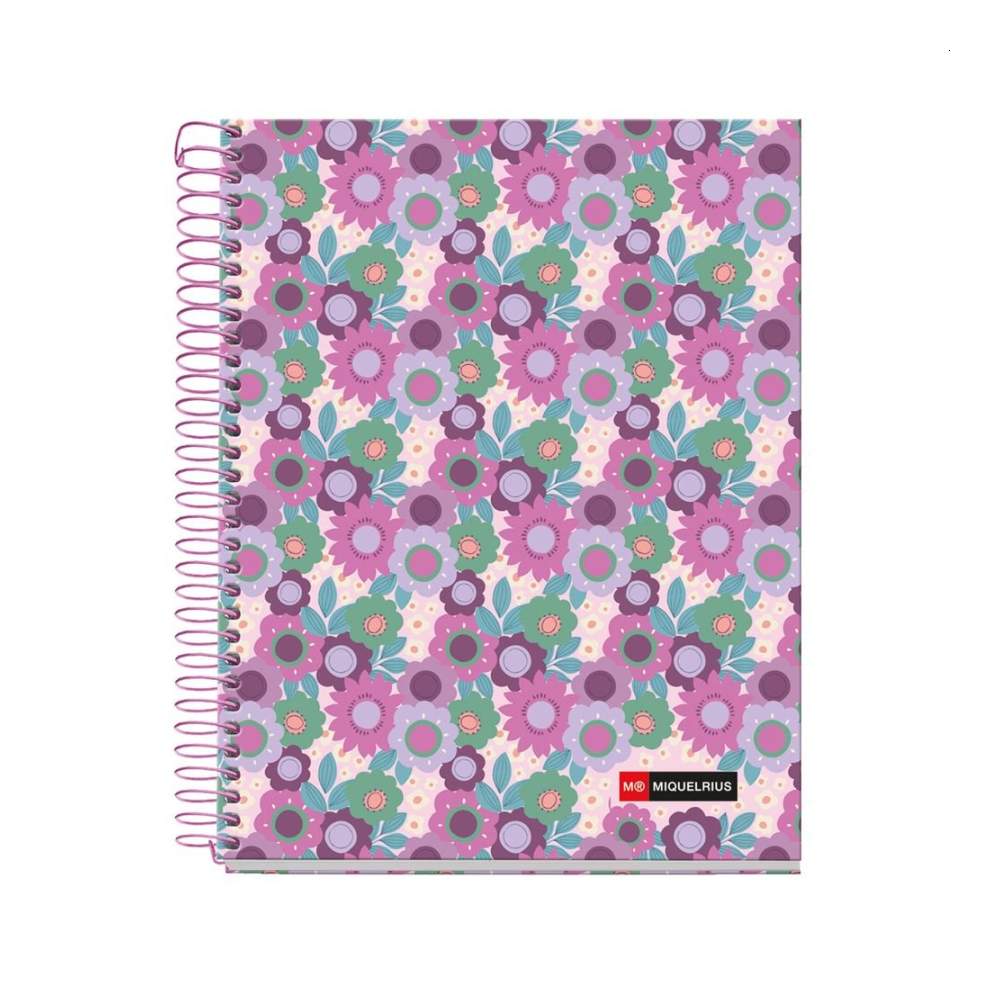 Cuaderno A5 Espiral Flores Violetas