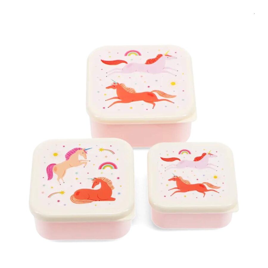 Set De 3 Cajas Almuerzo Unicornio