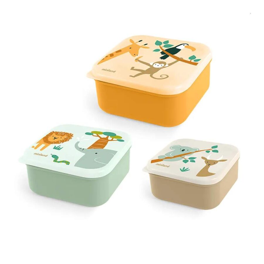 Set De 3 Cajitas Para Almuerzo Jungla