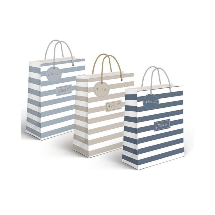 Bolsa Papel M Rayas 18x10x23cm. Surtidas