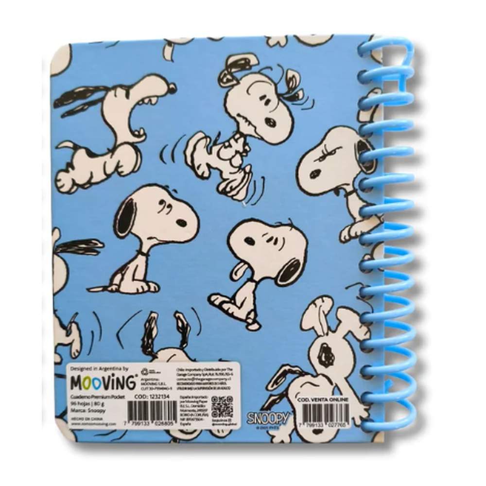 Cuaderno A6 Espiral Snoopy Azul