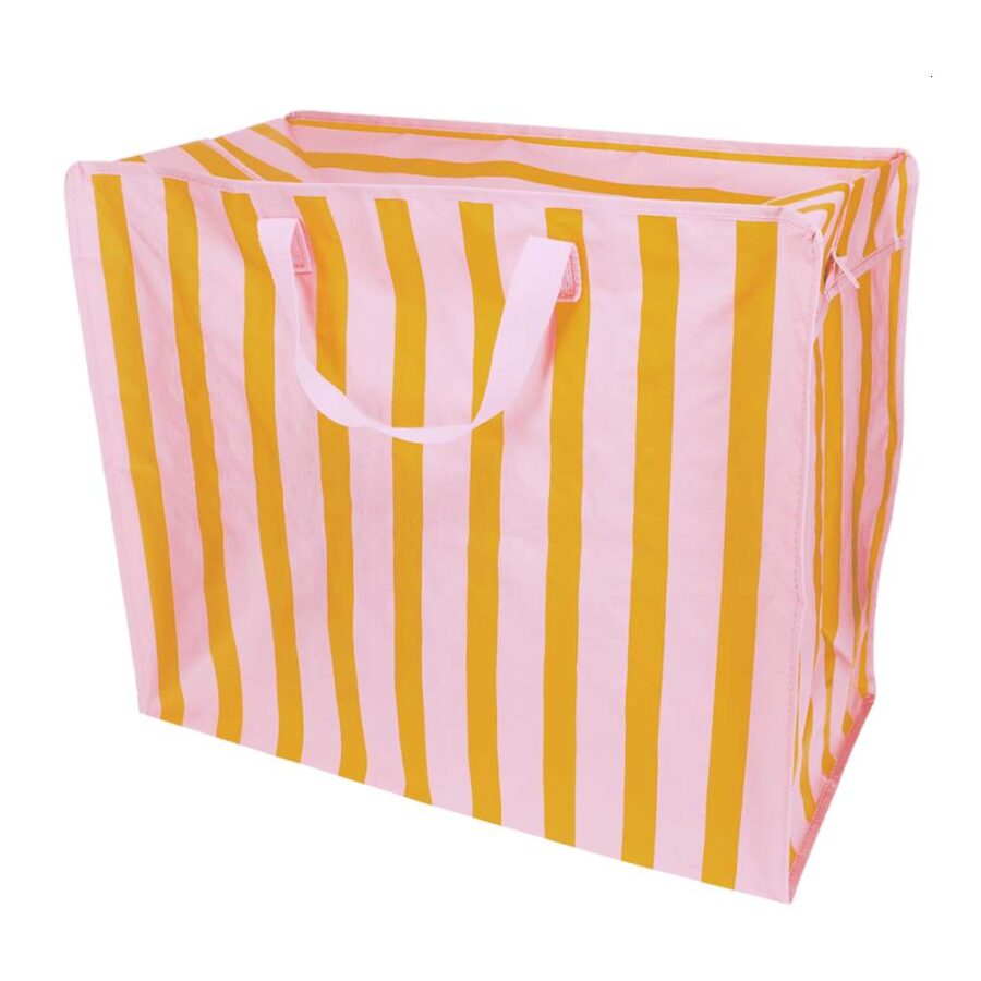 Bolsa Jumbo Almacenaje Rosa Con Rayas Naranjas