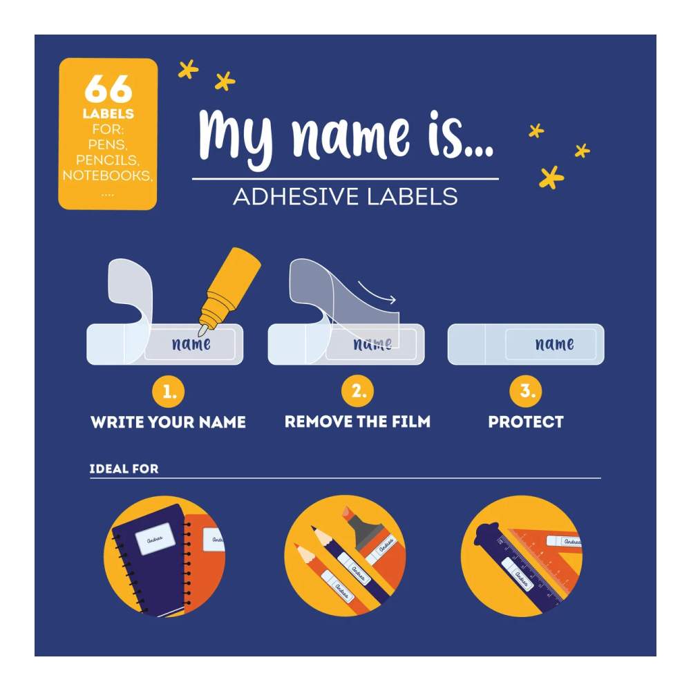 Etiquetas Adhesivas Con Película Protectora - My Name Is... - Space Legami