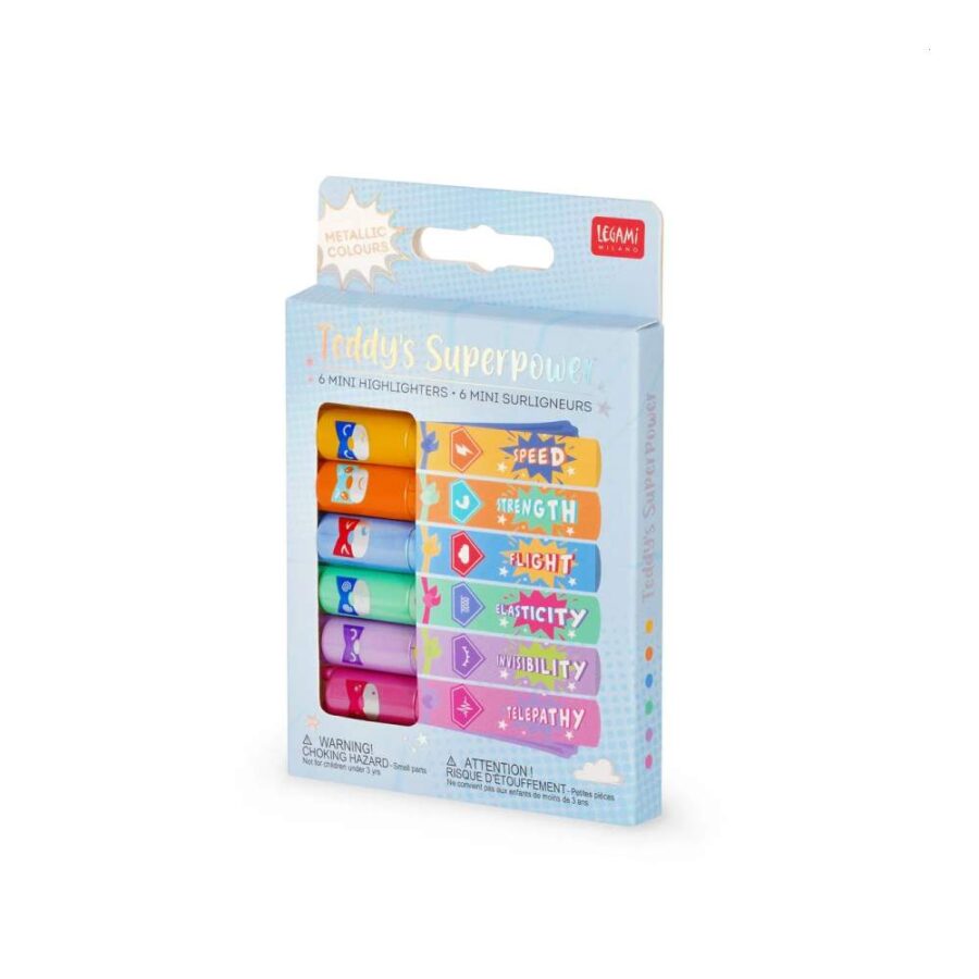 Set De 6 Mini Subrayadores - TeddyS Superpower Legami