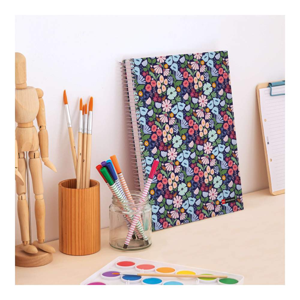 Cuaderno A4 Azul Floral