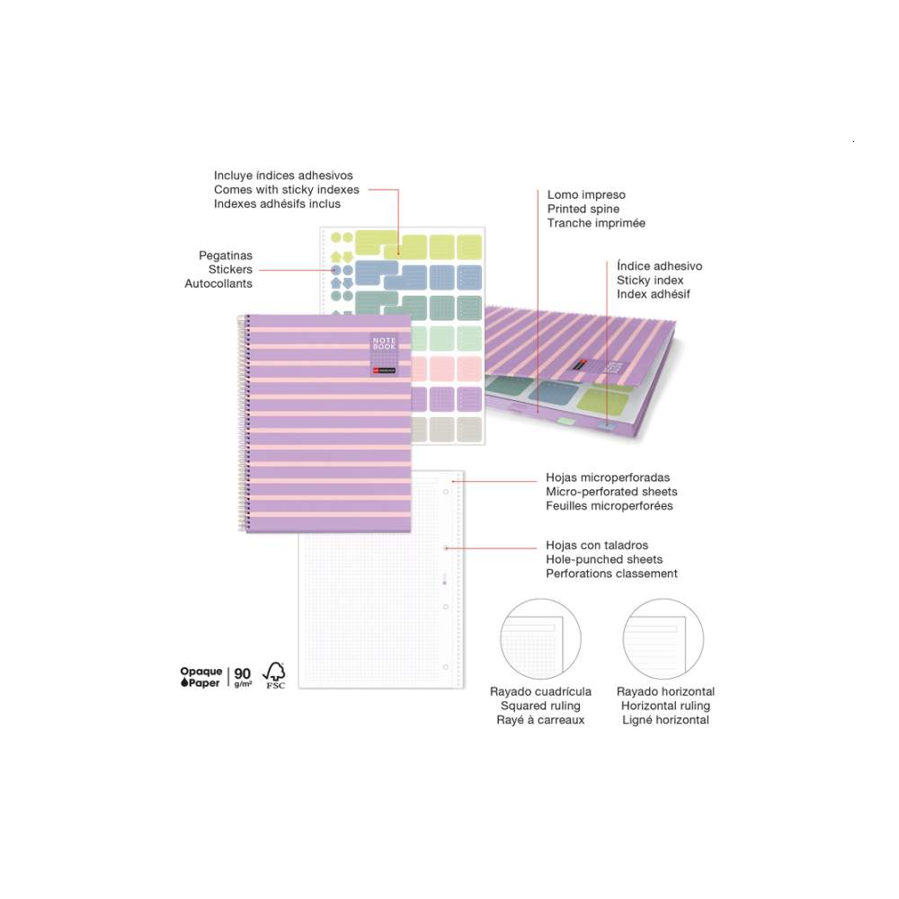 Cuaderno A4 Between The Lines Malva