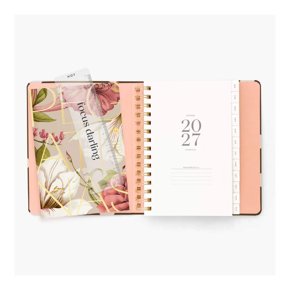 Agenda Semanal 2027. Espiral Cubierta. Chocolate Love. Mediana.
