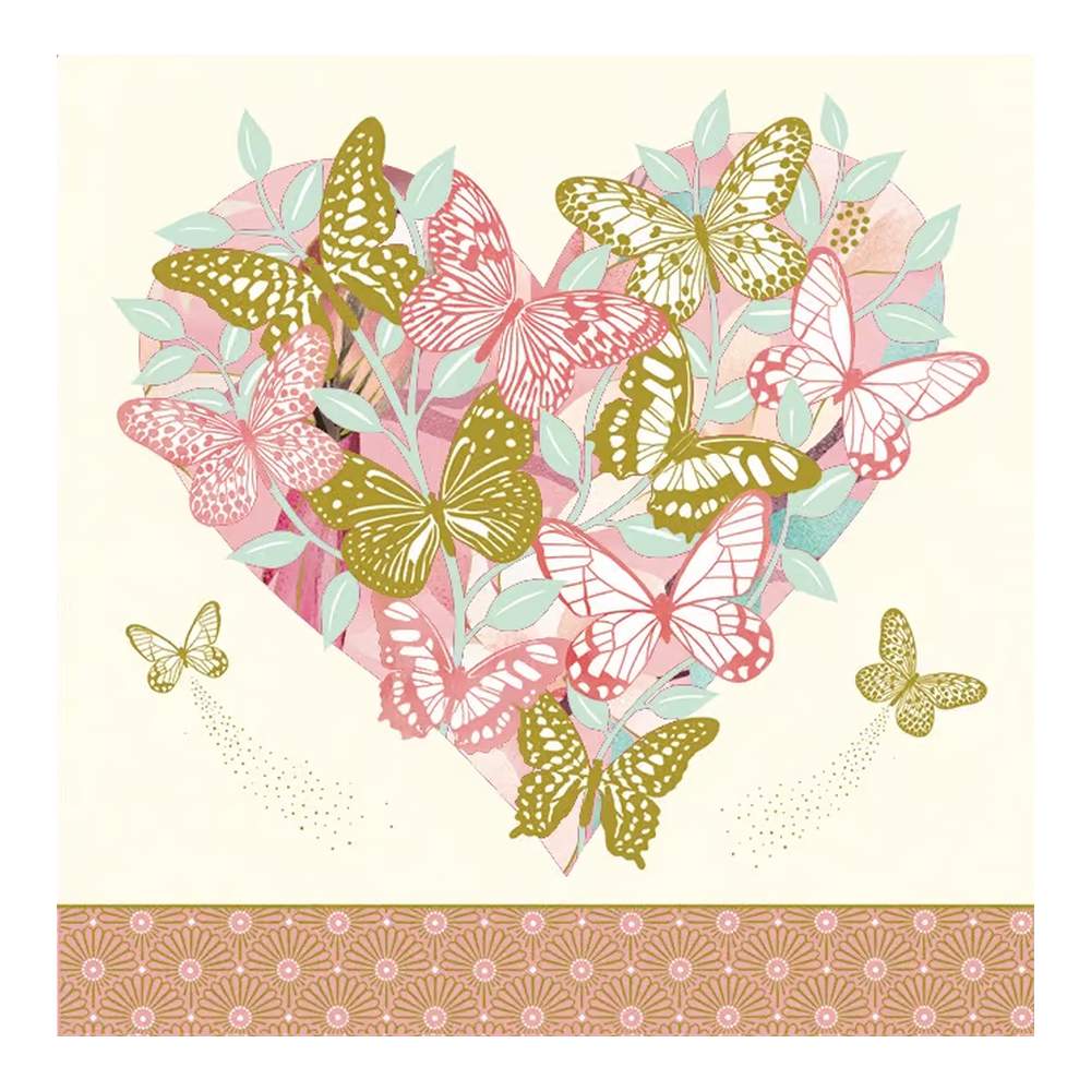 Tarjeta Corazón Mariposas Arabesque