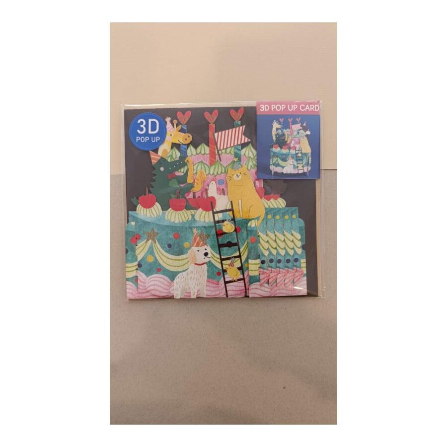 Tarjeta Desplegable 3d Pastel De Animales