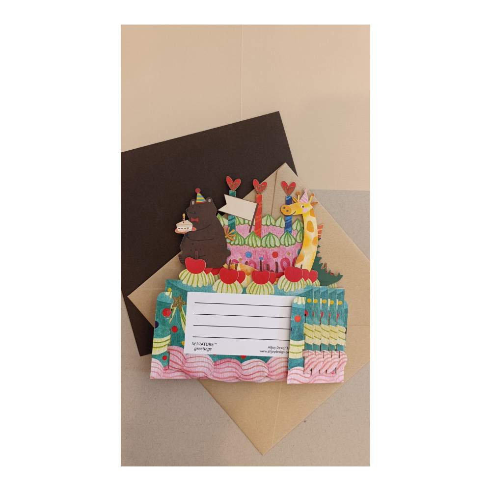 Tarjeta Desplegable 3d Pastel De Animales
