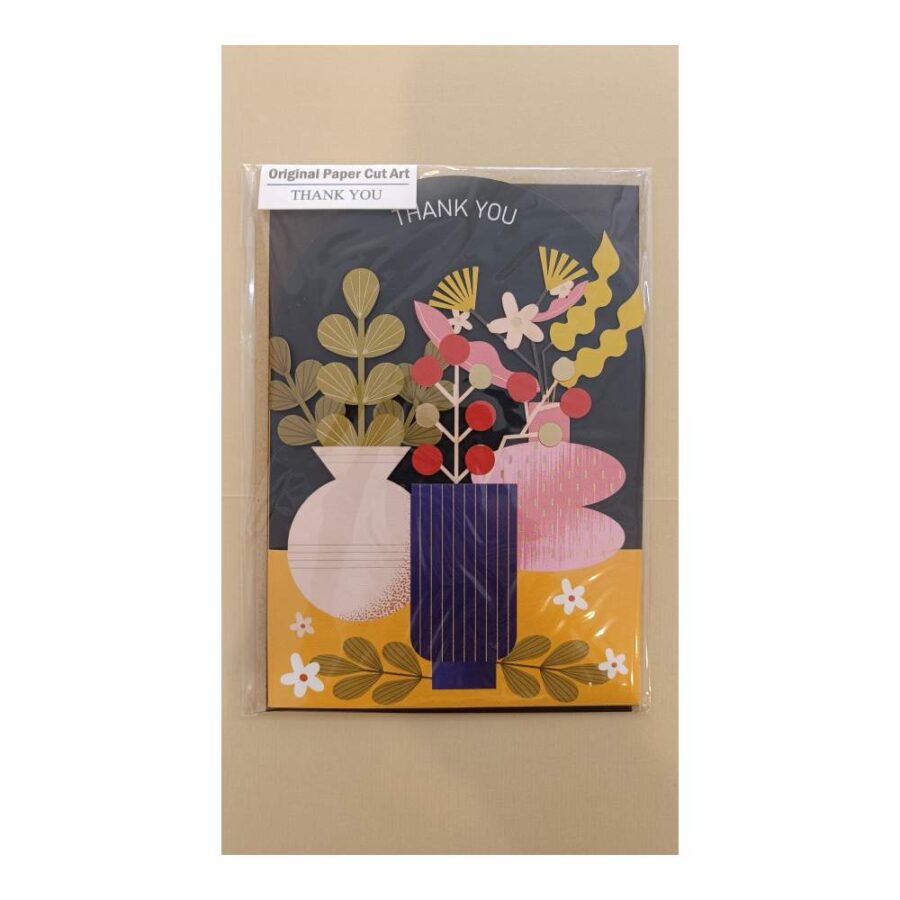 Tarjeta Gracias Jarrones Flores Cut Art