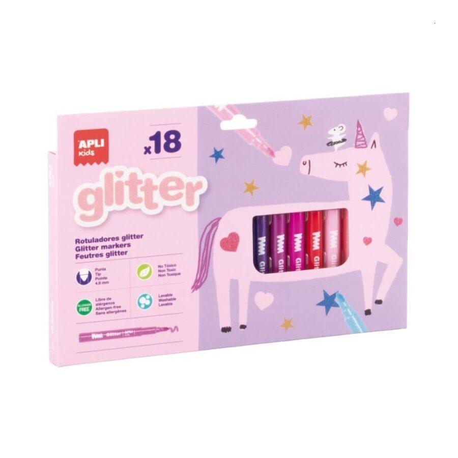 Caja 18 Rotuladores Glitter