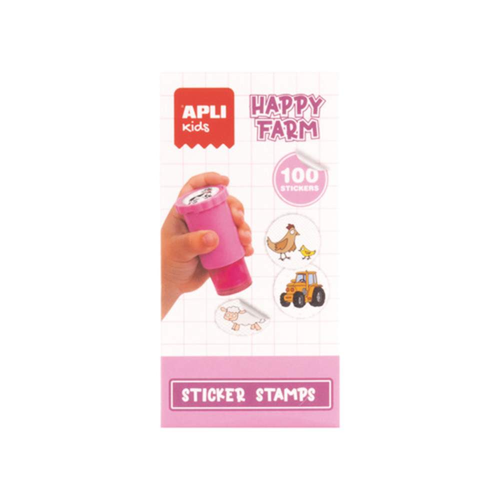 Dispensador 100 Sellos Pegatinas Happy Farm