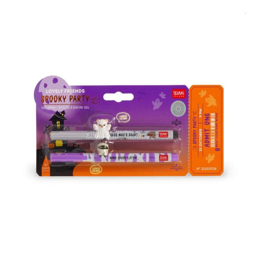 Set De 2 Bolígrafos Gel Con Animal Decorativo - Spooky Party Legami