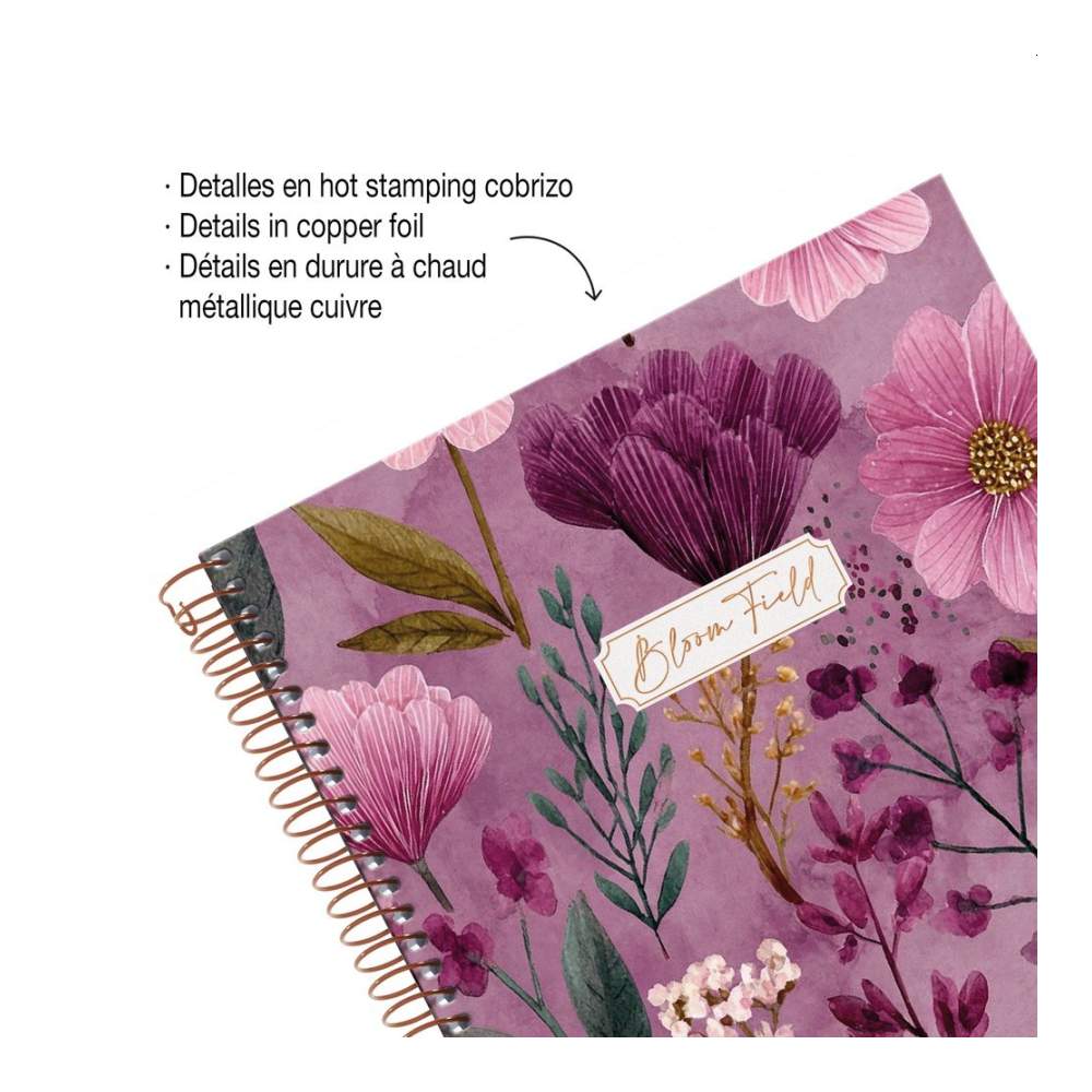 Cuaderno A5 Rayas Pink Bloom Field