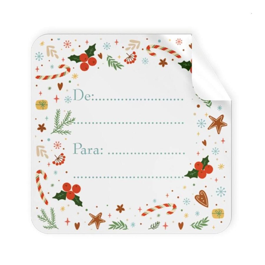 Etiquetas Adhesivas Cuadradas Navidad 10 Uds