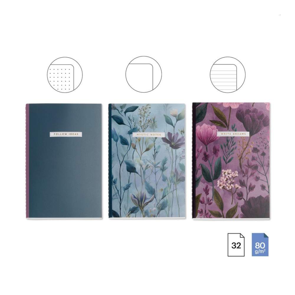 Pack 3 Cuadernos A5 Bloom Field