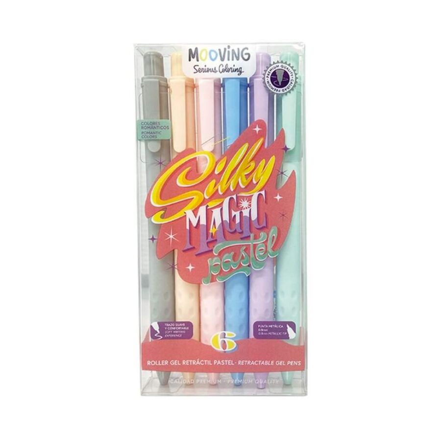 Set 6 Bolígrafos Roller Retráctil