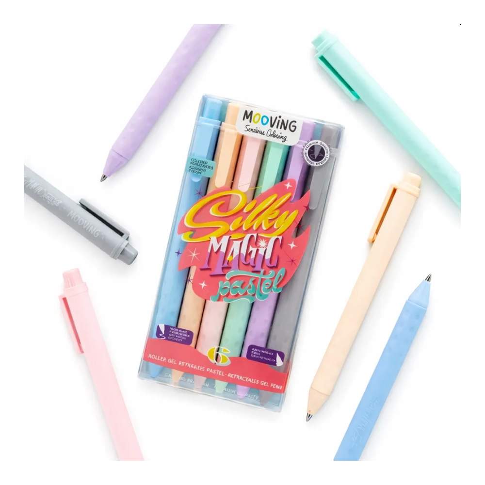 Set 6 Bolígrafos Roller Retráctil